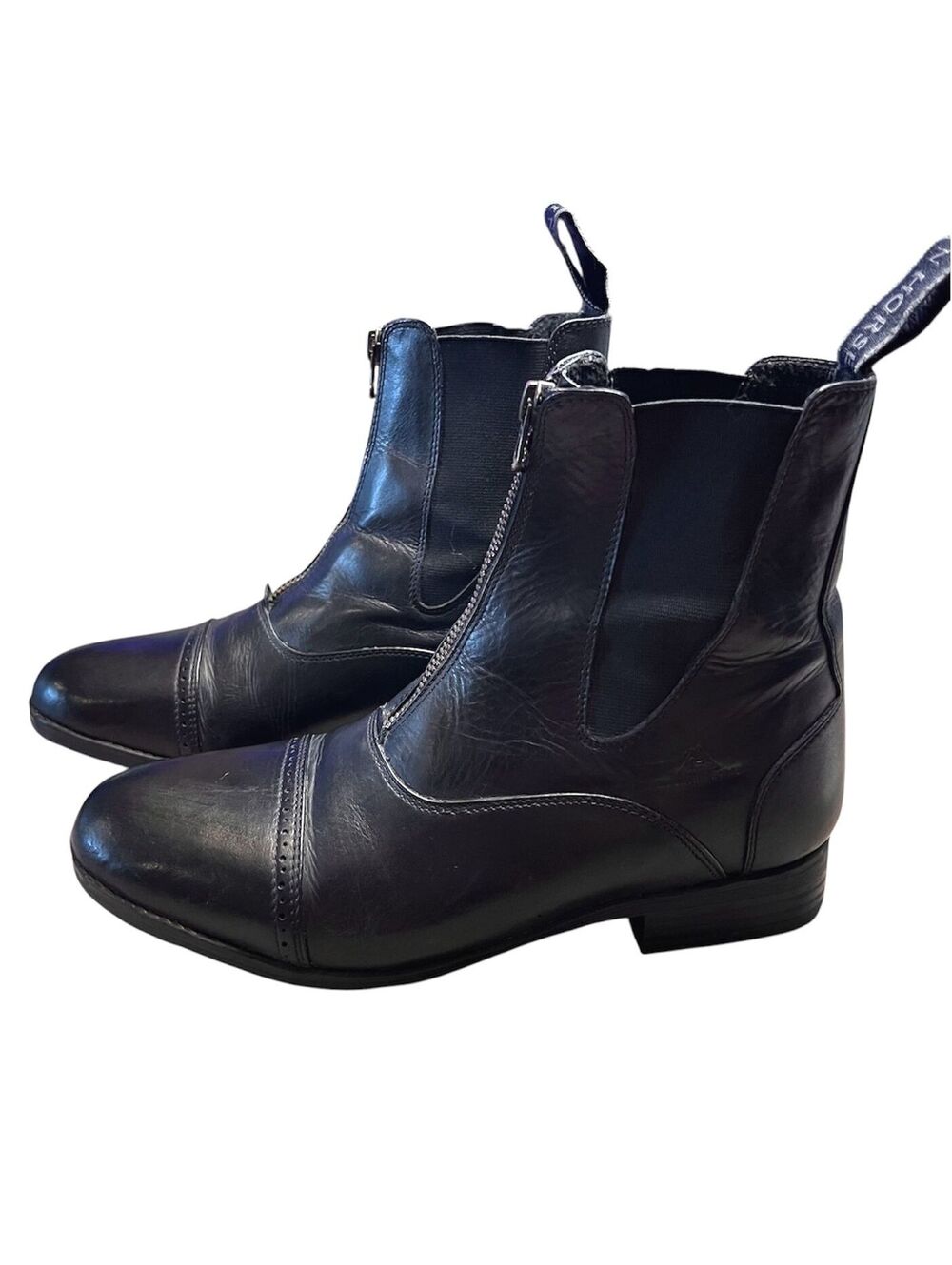 Mountain Horse Blk Leather Front Zip Paddock Riding Boots US 9 EUR 40 Equestrian - Picture 2 of 8